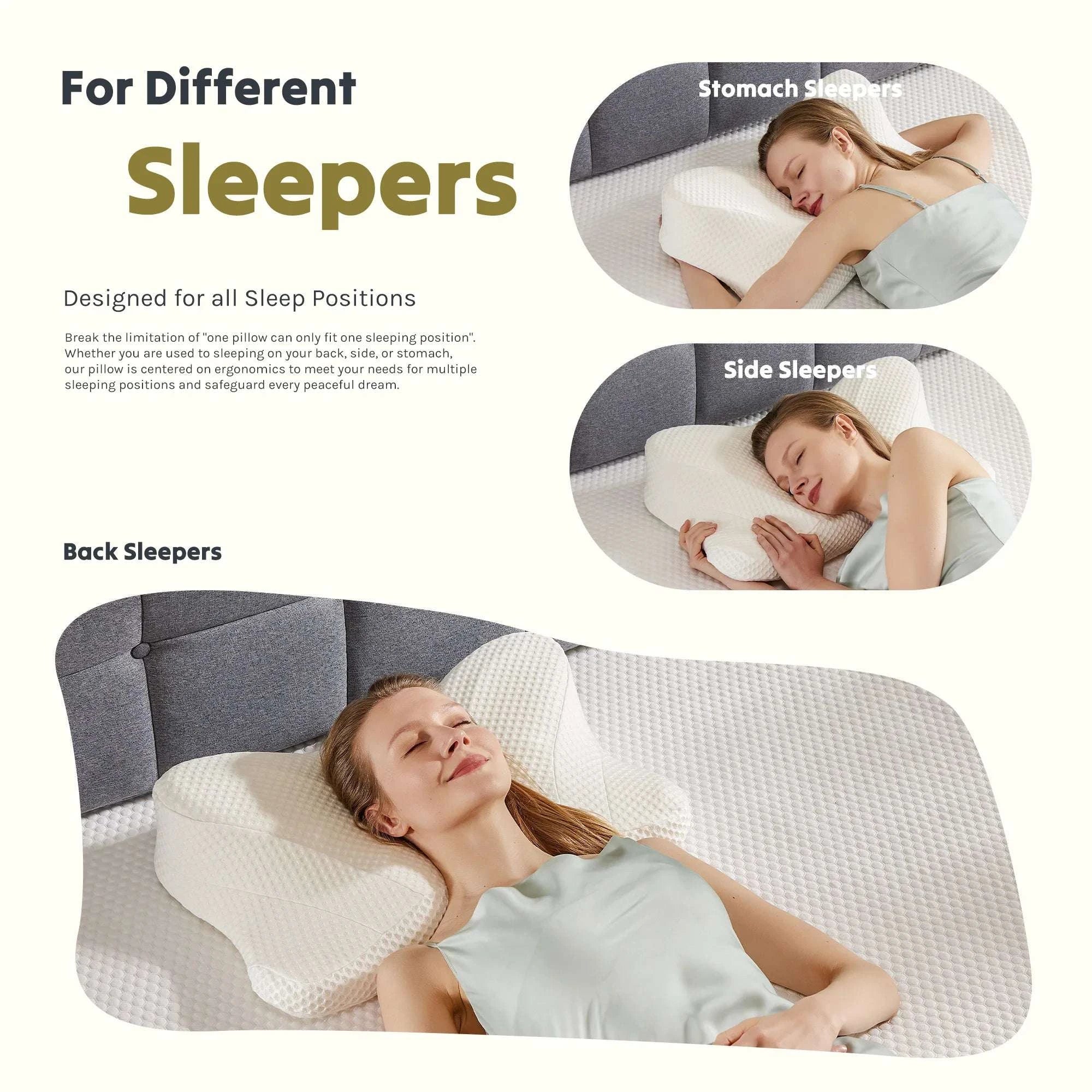 Ergonomic Memory Foam Cervical Pillow with Cooling Case-Dark Gray / United States