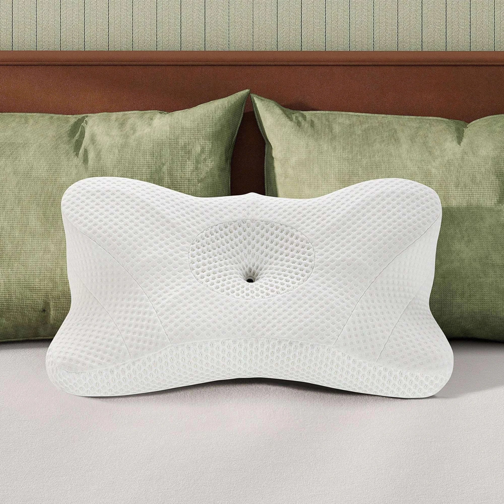 Ergonomic Memory Foam Cervical Pillow with Cooling Case-Dark Gray / United States
