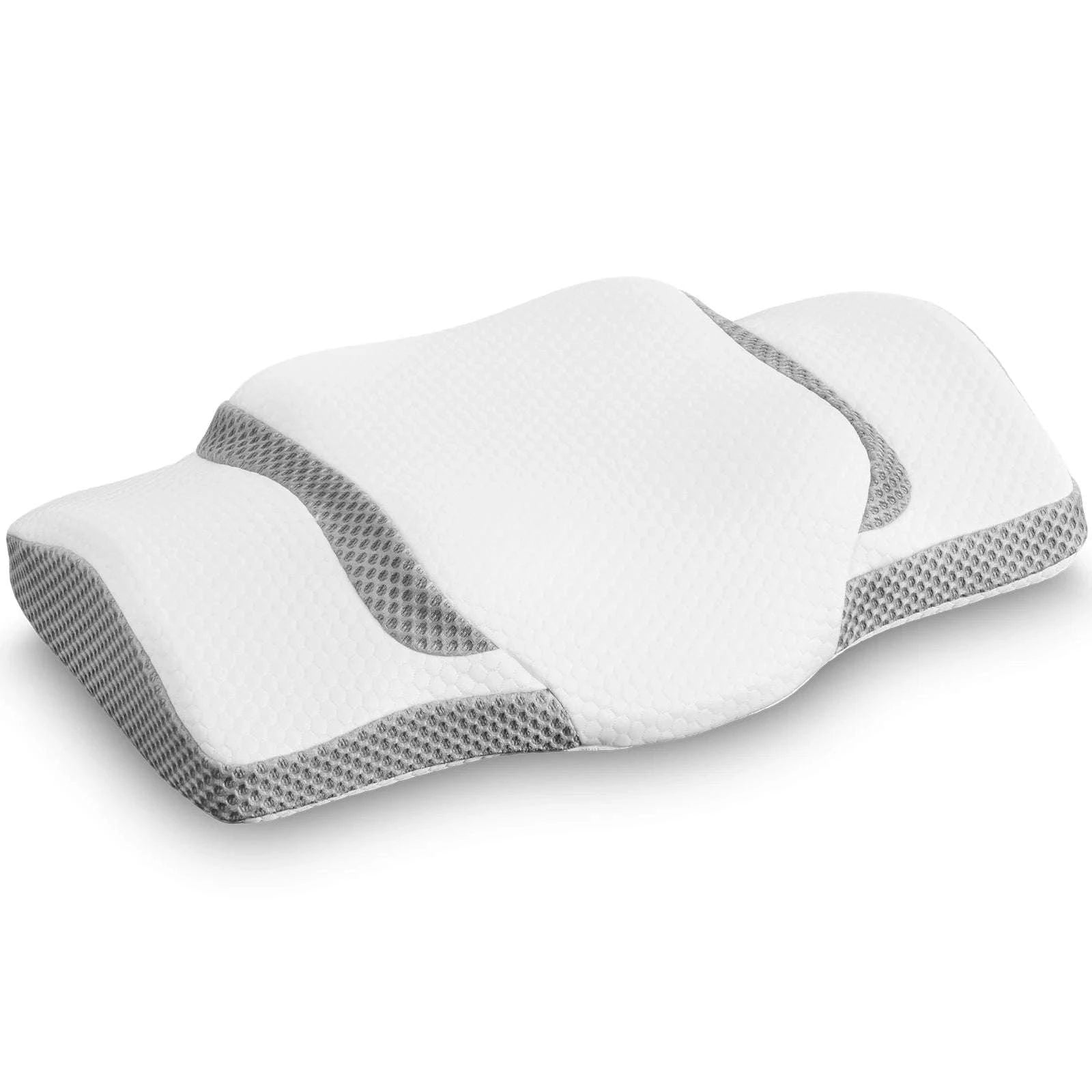 Ergonomic Memory Foam Cervical Pillow with Cooling Cover-White / United States