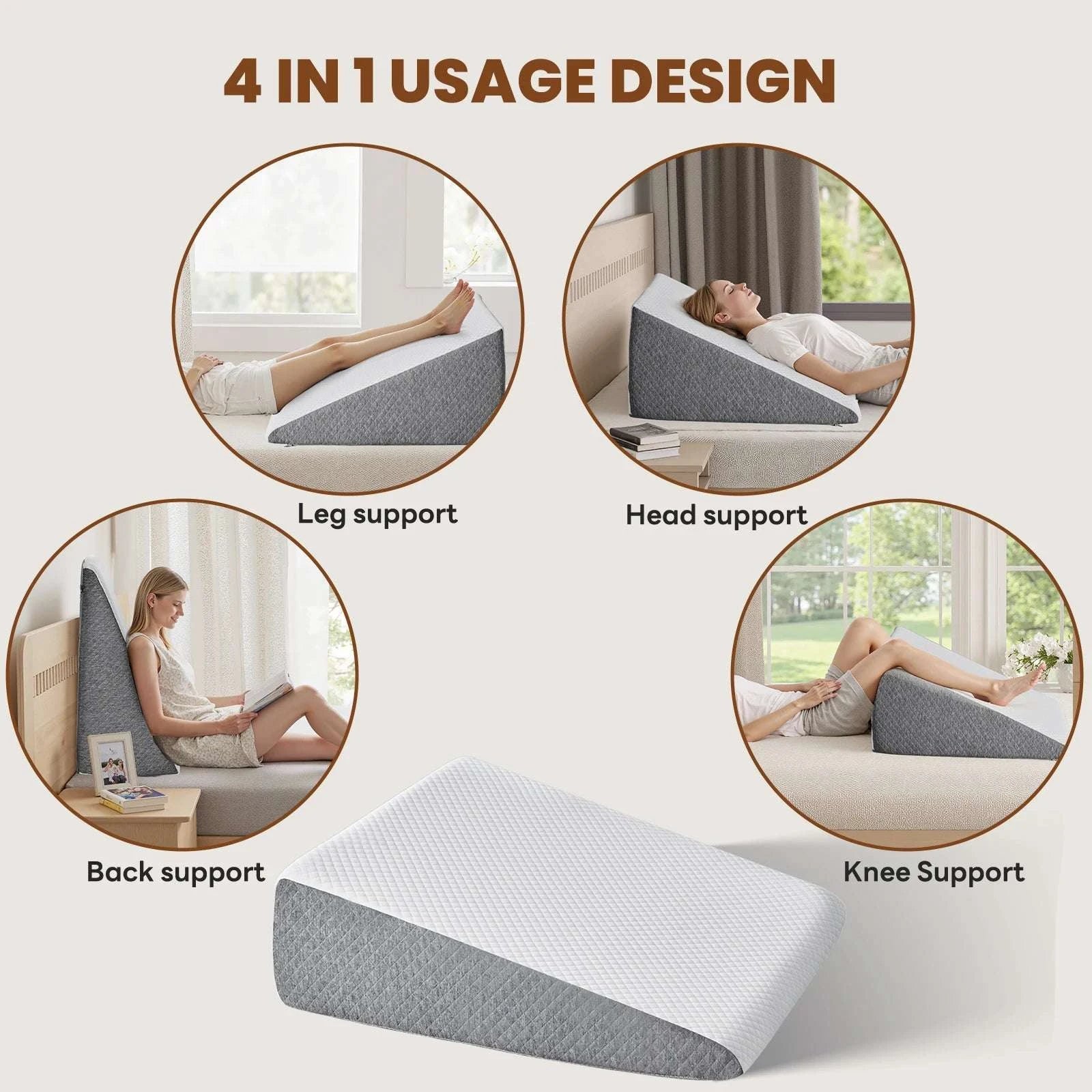 Ergonomic Memory Foam Wedge Pillow for Neck Pain Relief Support-7 Inch / United States