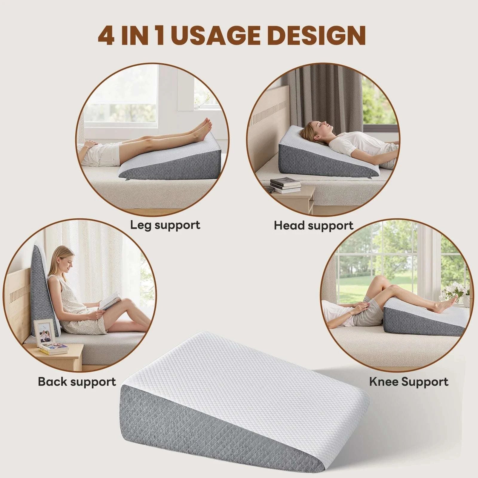 Ergonomic Memory Foam Wedge Pillow for Neck Pain Relief Support-7 Inch / United States
