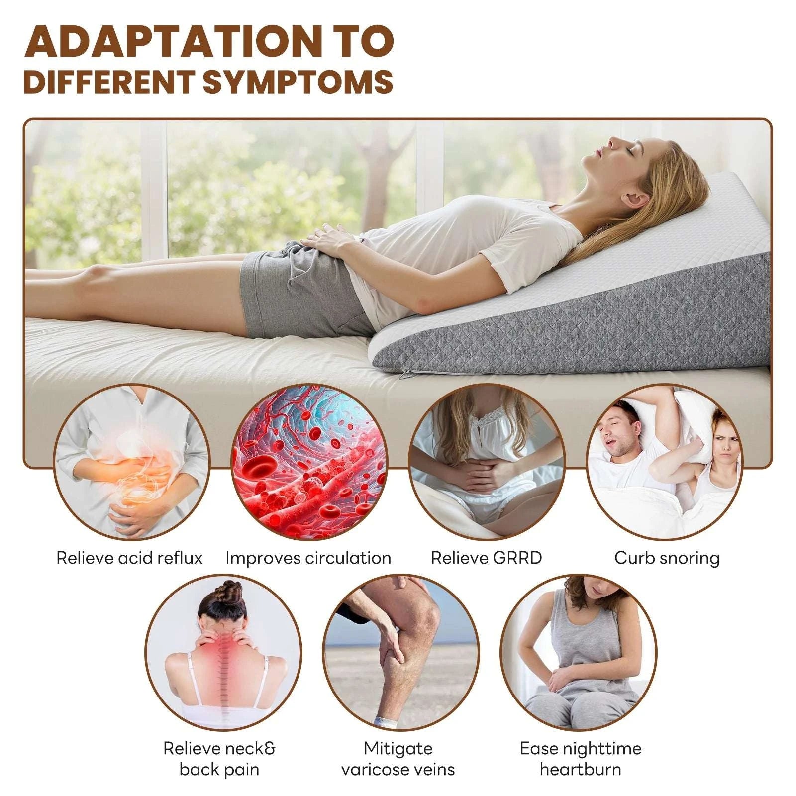 Ergonomic Memory Foam Wedge Pillow for Neck Pain Relief Support-7 Inch / United States