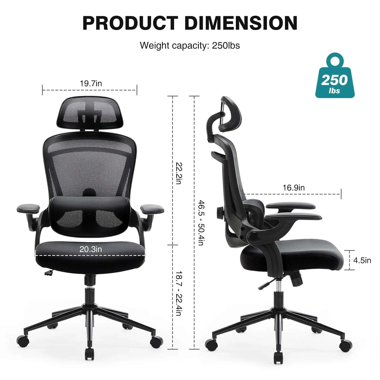 Ergonomic Mesh Office Chair with Adjustable Lumbar & 120° Tilt-black / United States