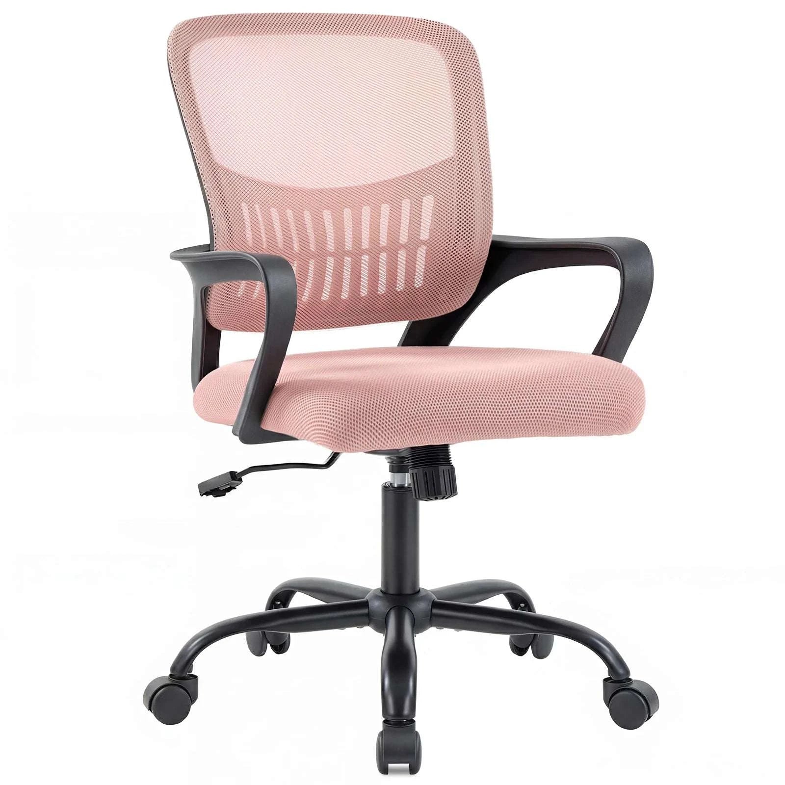 Ergonomic Mesh Office Chair with Lumbar Support & Adjustable Height-Pink / United States