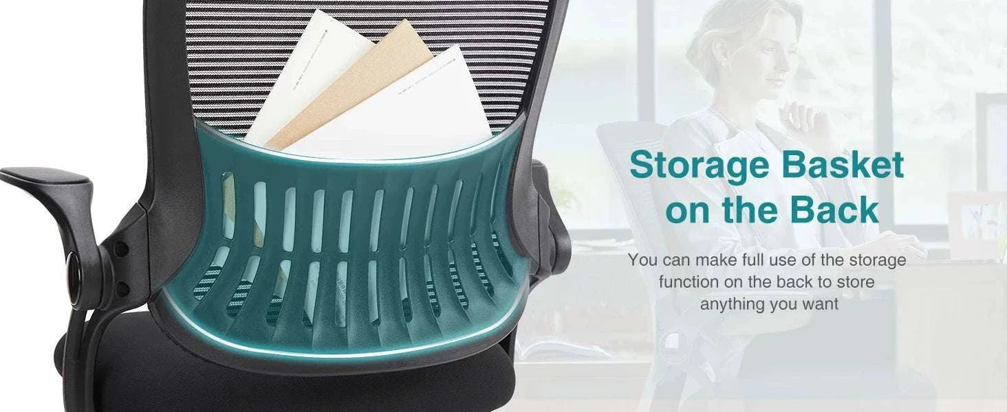 Ergonomic Mesh Office Chair with Lumbar Support & Adjustable Height-Short  flip armrest / GERMANY