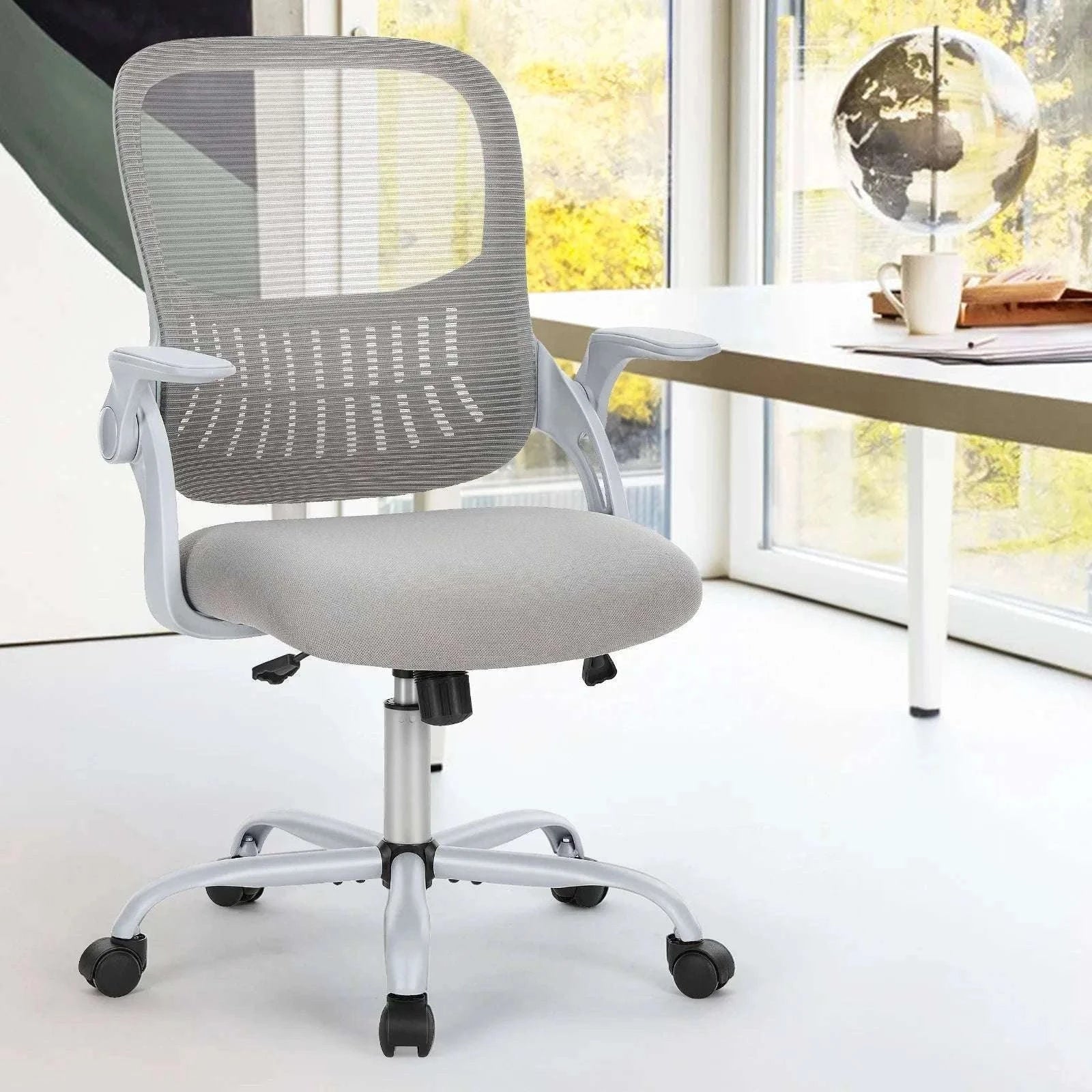 Ergonomic Mesh Office Chair with Lumbar Support & Adjustable Height-Short  flip armrest / GERMANY