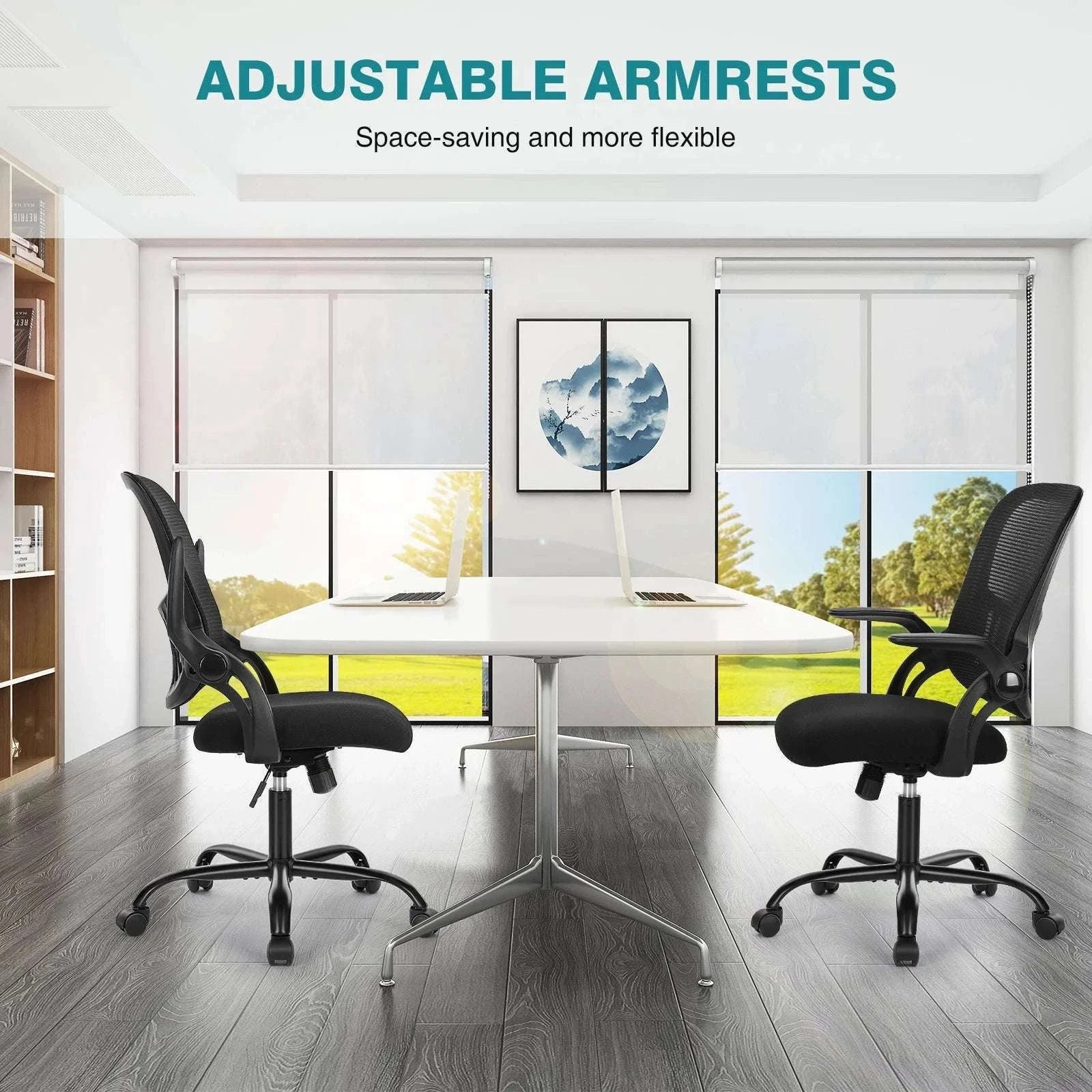 Ergonomic Mesh Office Chair with Lumbar Support & Adjustable Height-Short  flip armrest / GERMANY