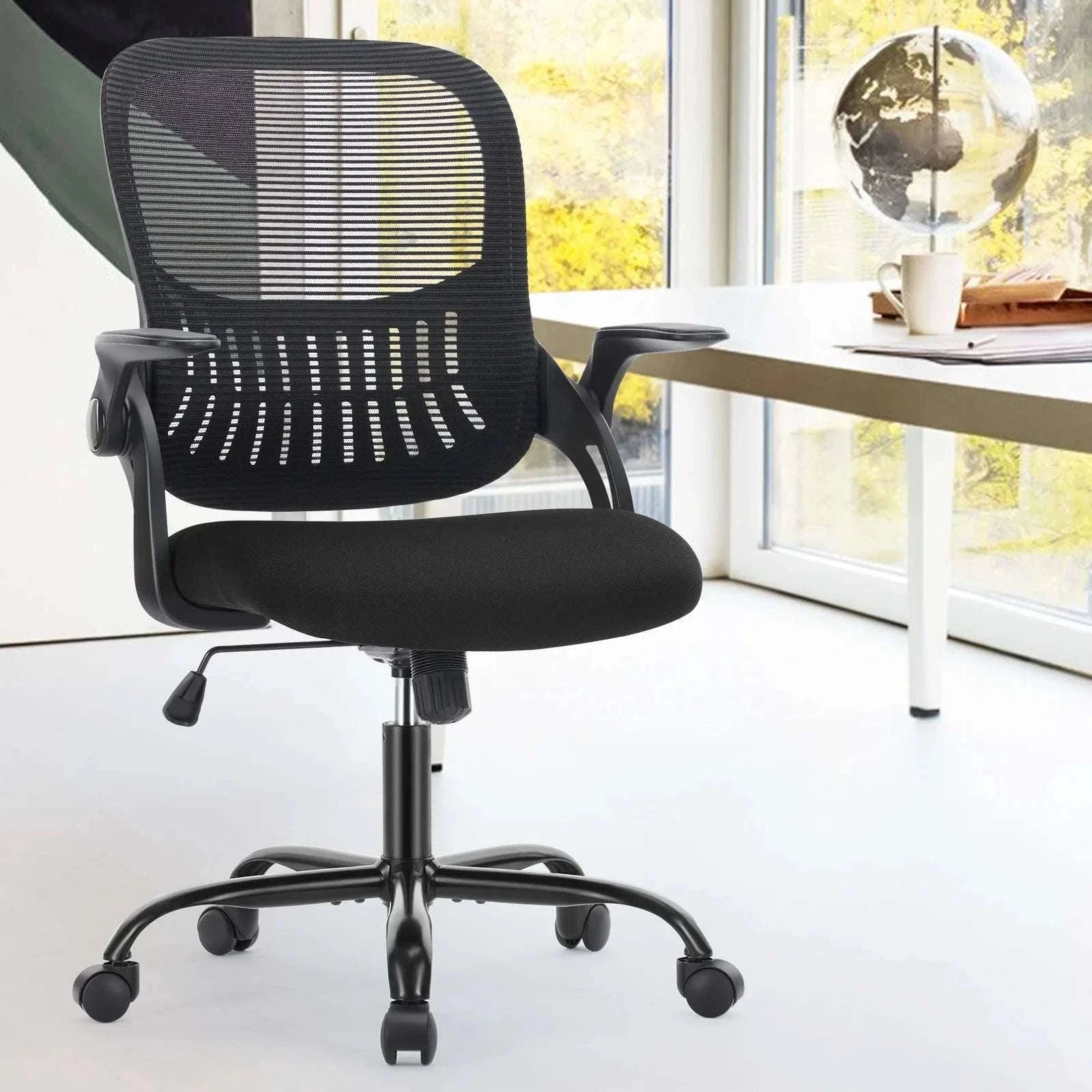 Ergonomic Mesh Office Chair with Lumbar Support & Adjustable Height-Short  flip armrest / GERMANY