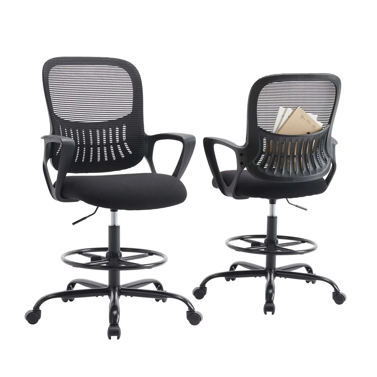 Ergonomic Mesh Office Chair with Lumbar Support & Adjustable Height-Short  flip armrest / GERMANY