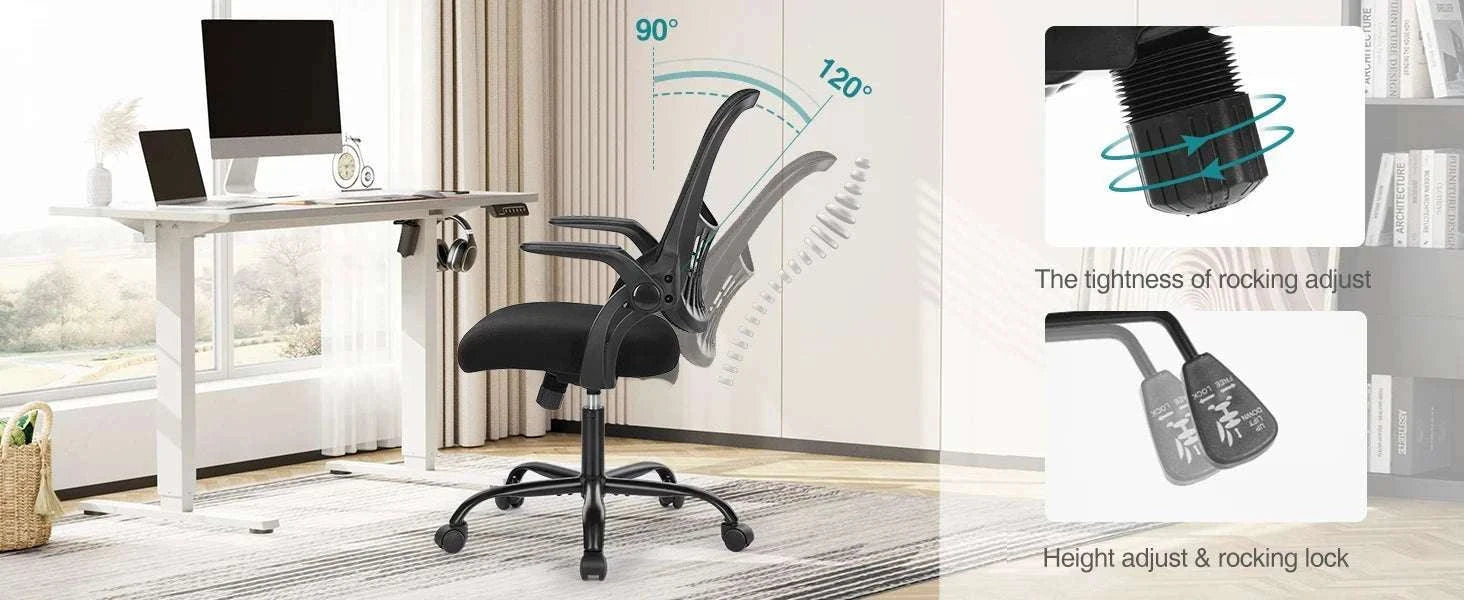 Ergonomic Mesh Office Chair with Lumbar Support & Adjustable Height-Short  flip armrest / GERMANY