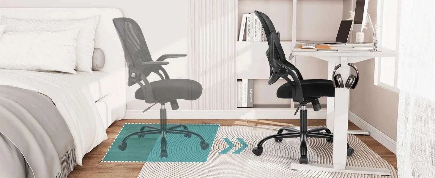 Ergonomic Mesh Office Chair with Lumbar Support & Adjustable Height-Short  flip armrest / GERMANY