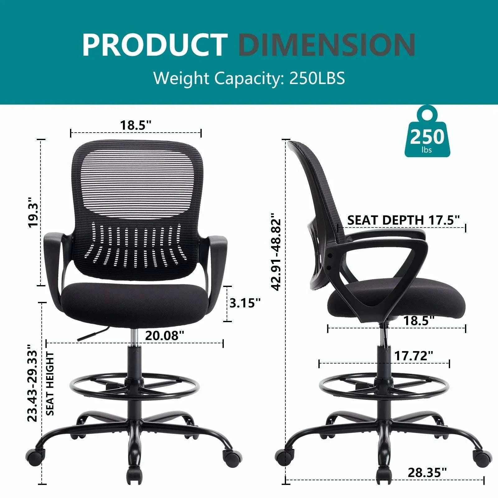 Ergonomic Mesh Office Chair with Lumbar Support & Adjustable Height-Short  flip armrest / GERMANY