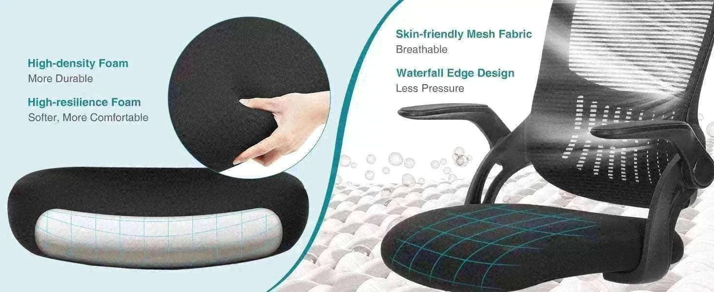 Ergonomic Mesh Office Chair with Lumbar Support & Adjustable Height-Short flip armrest / United States