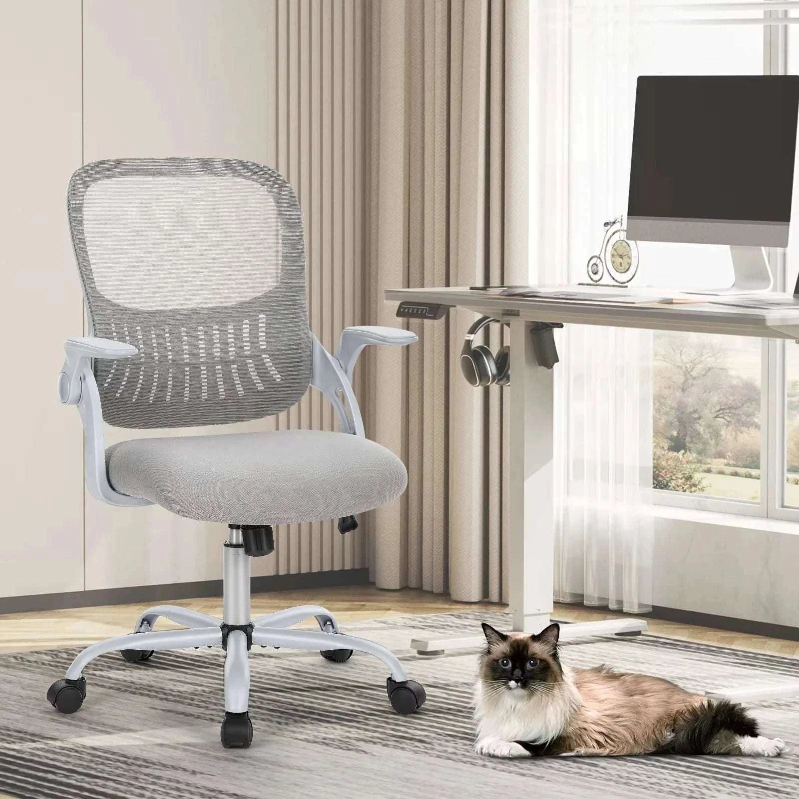 Ergonomic Mesh Office Chair with Lumbar Support & Adjustable Height-Short flip armrest / United States
