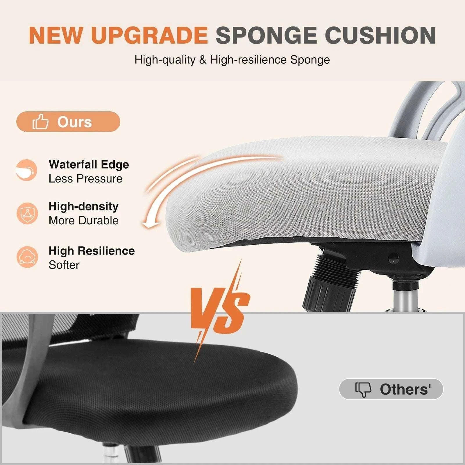 Ergonomic Mesh Office Chair with Lumbar Support & Adjustable Height-Short flip armrest / United States