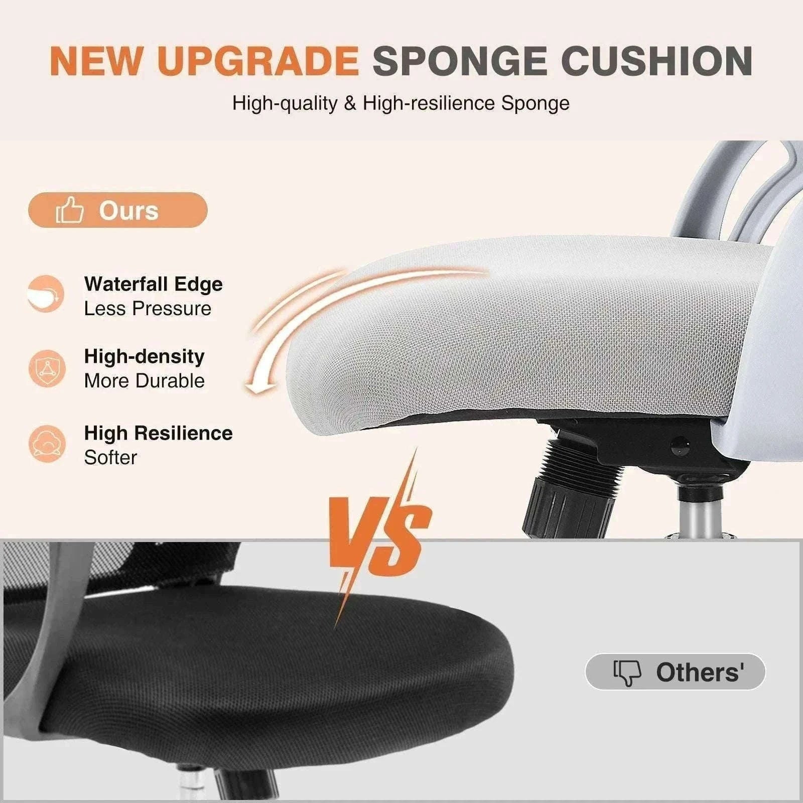 Ergonomic Mesh Office Chair with Lumbar Support & Adjustable Height-Short flip armrest / United States