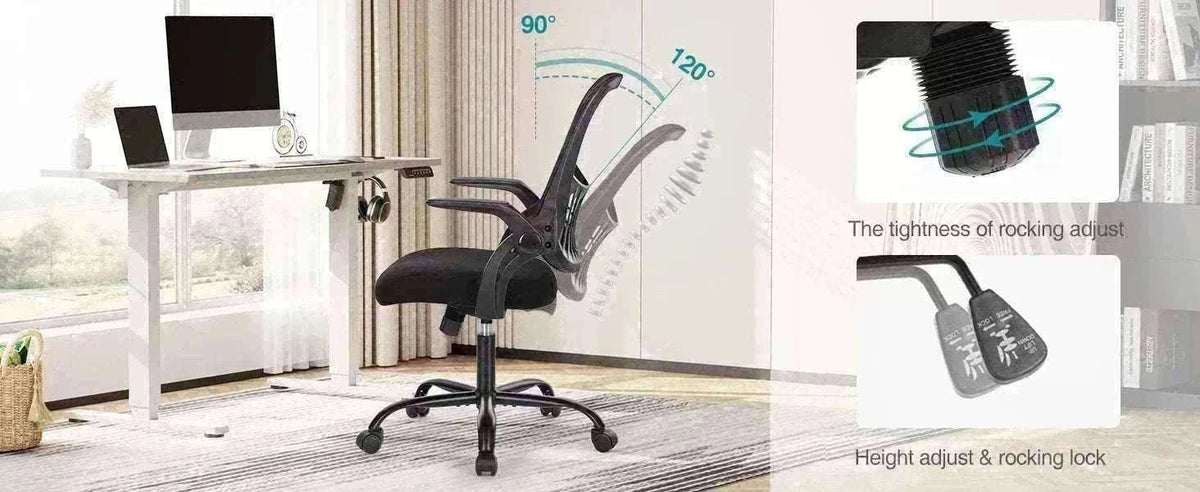 Ergonomic Mesh Office Chair with Lumbar Support & Adjustable Height-Short flip armrest / United States