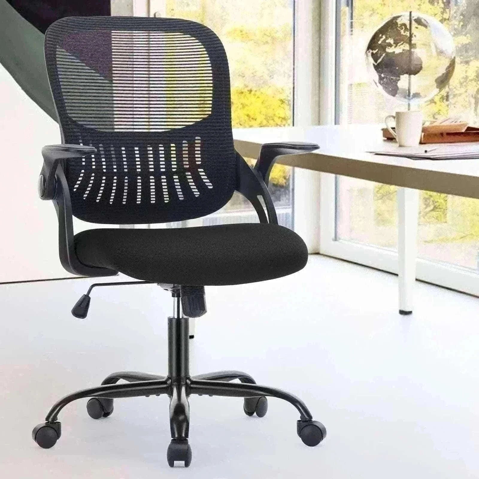Ergonomic Mesh Office Chair with Lumbar Support & Adjustable Height-Short flip armrest / United States