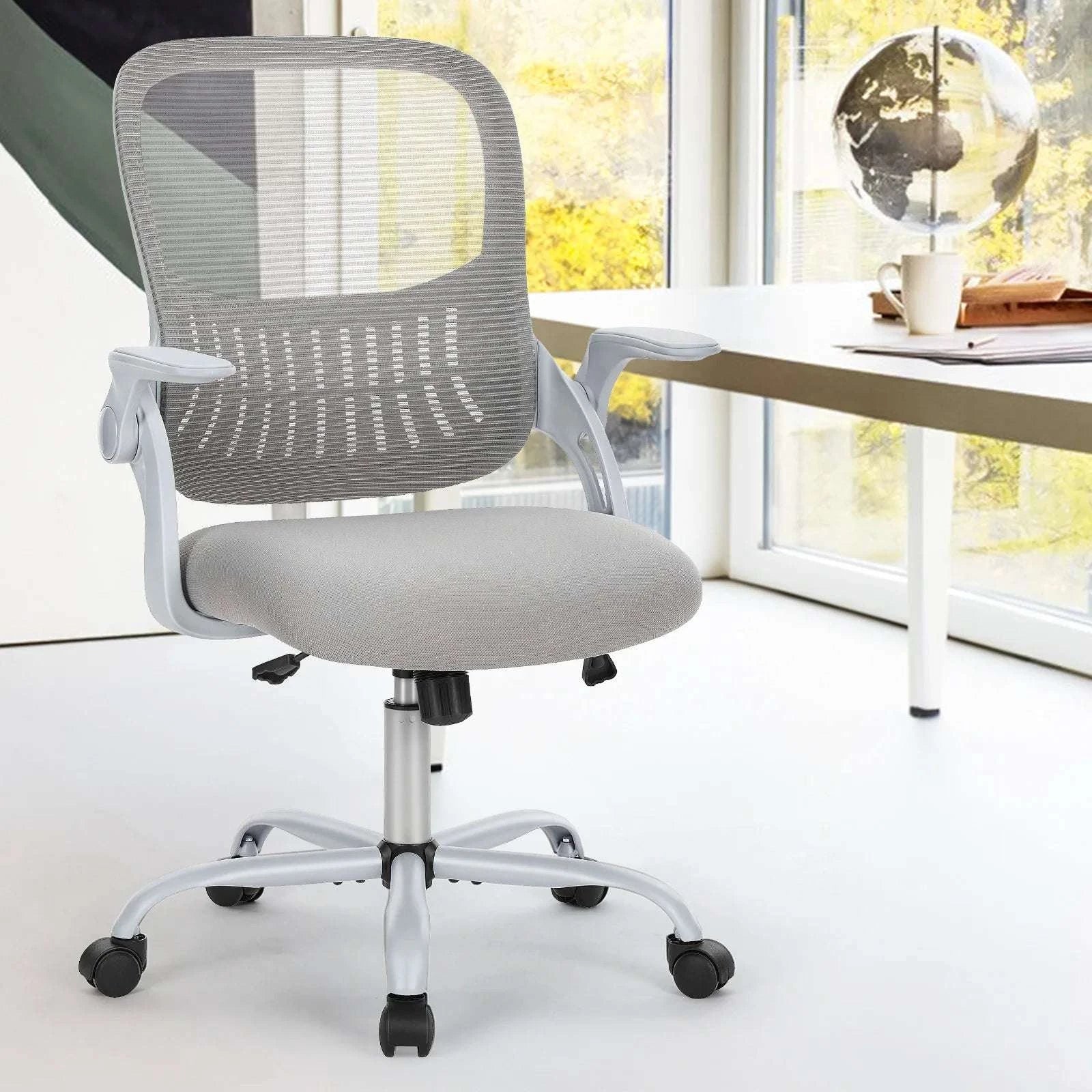 Ergonomic Mesh Office Chair with Lumbar Support & Adjustable Height-Short flip armrest / United States