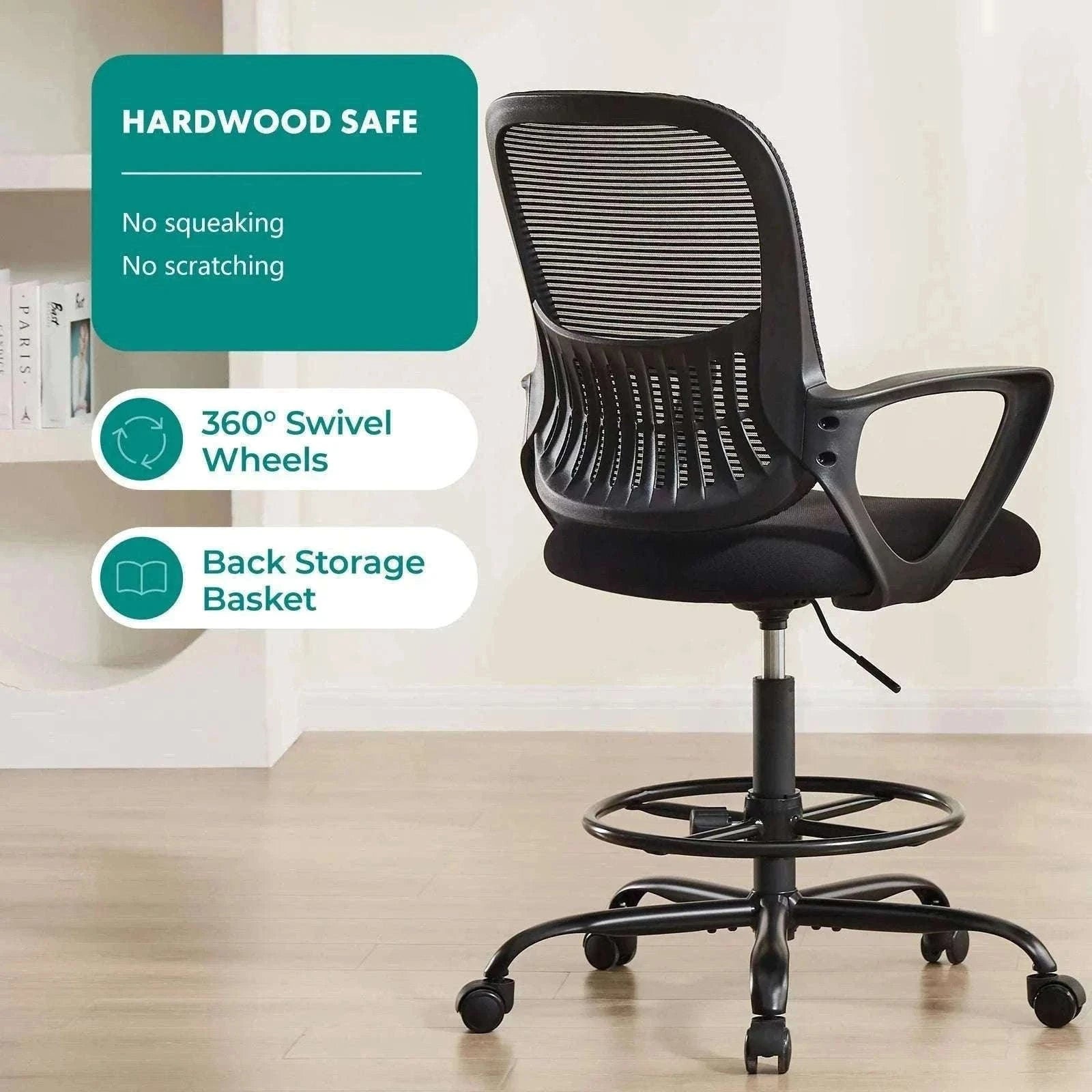 Ergonomic Mesh Office Chair with Lumbar Support & Adjustable Height-Short flip armrest / United States