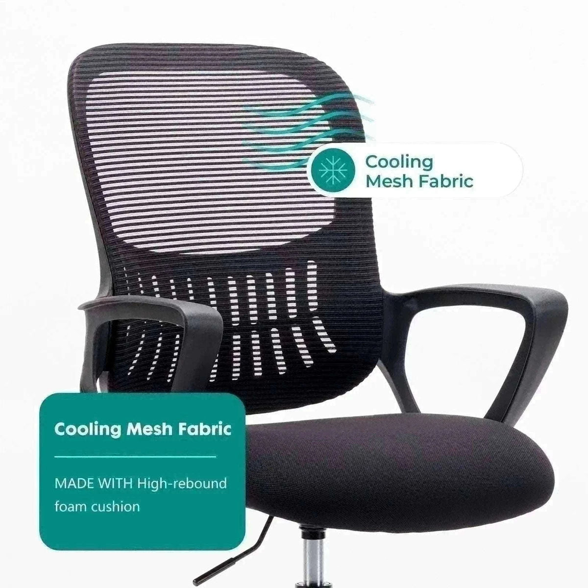 Ergonomic Mesh Office Chair with Lumbar Support & Adjustable Height-Short flip armrest / United States