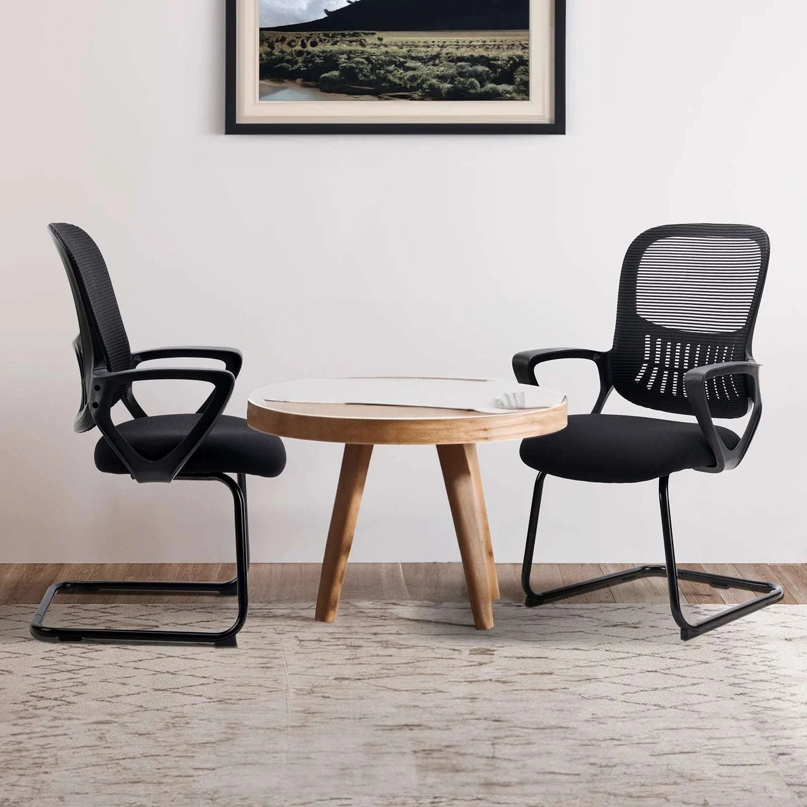 Ergonomic Office Chair No Wheels with Mesh Lumbar Support-Black 1-Pack / United States