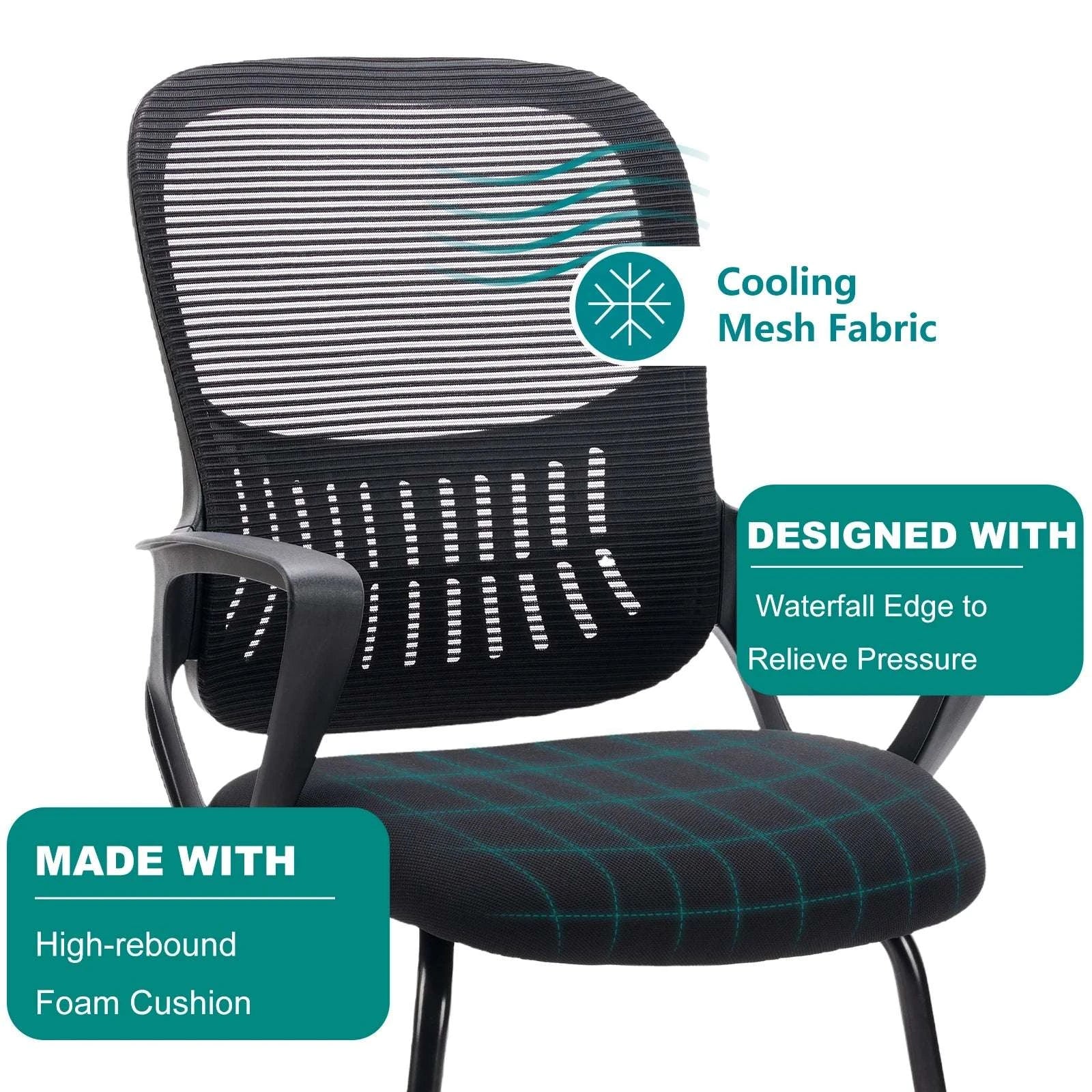 Ergonomic Office Chair No Wheels with Mesh Lumbar Support-Black 1-Pack / United States