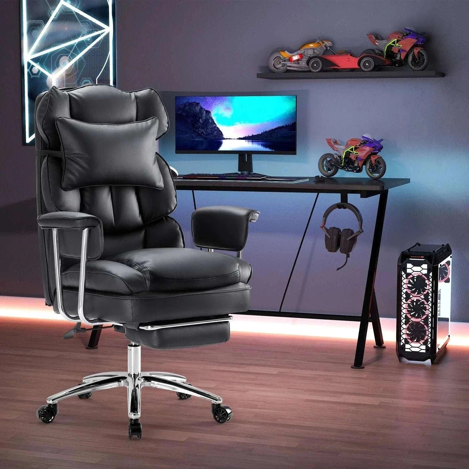 Ergonomic Office Chair with Footrest, Lumbar Support & Recline-Brown / United States