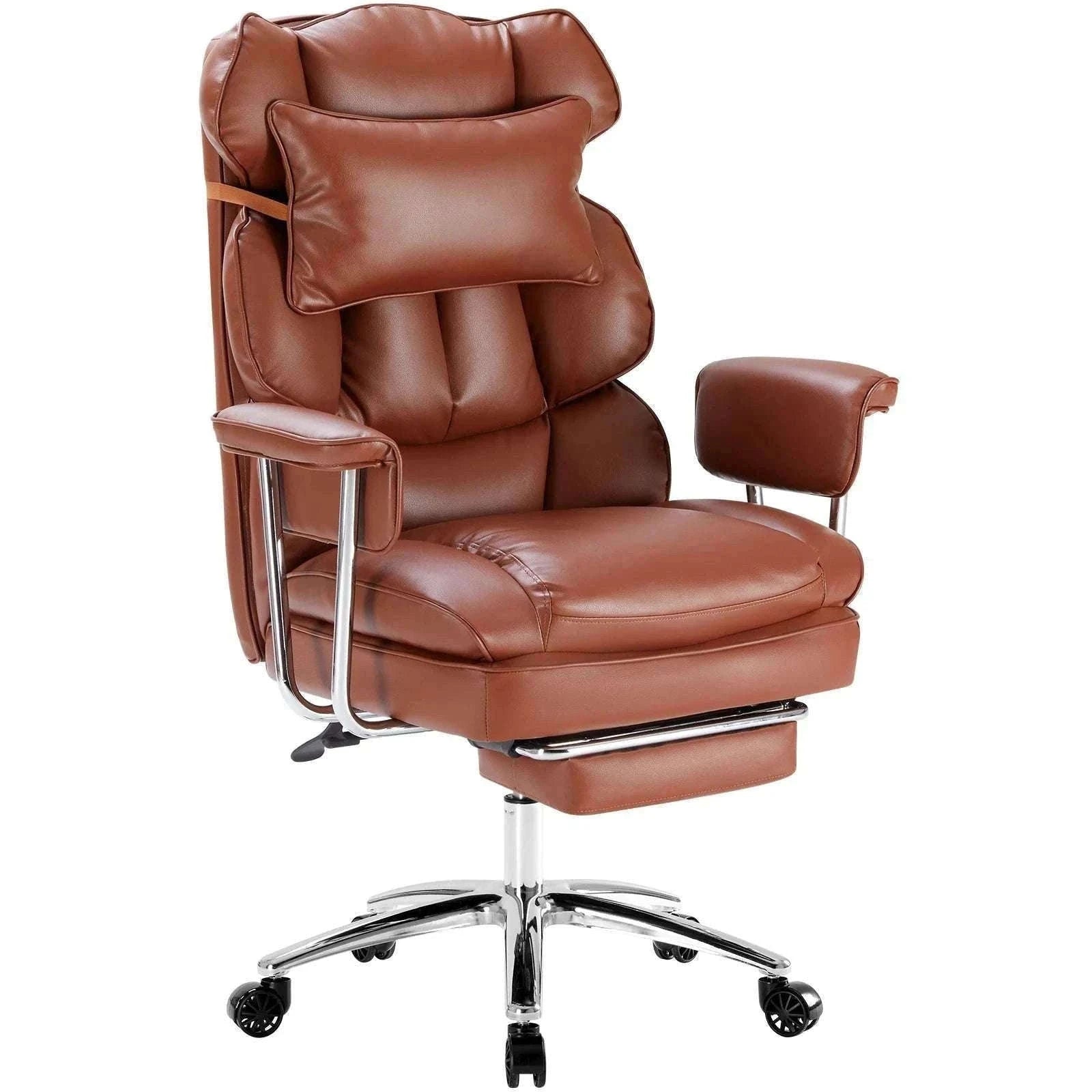 Ergonomic Office Chair with Footrest, Lumbar Support & Recline-Brown / United States