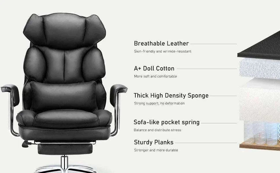 Ergonomic Office Chair with Footrest, Lumbar Support & Recline-Brown / United States