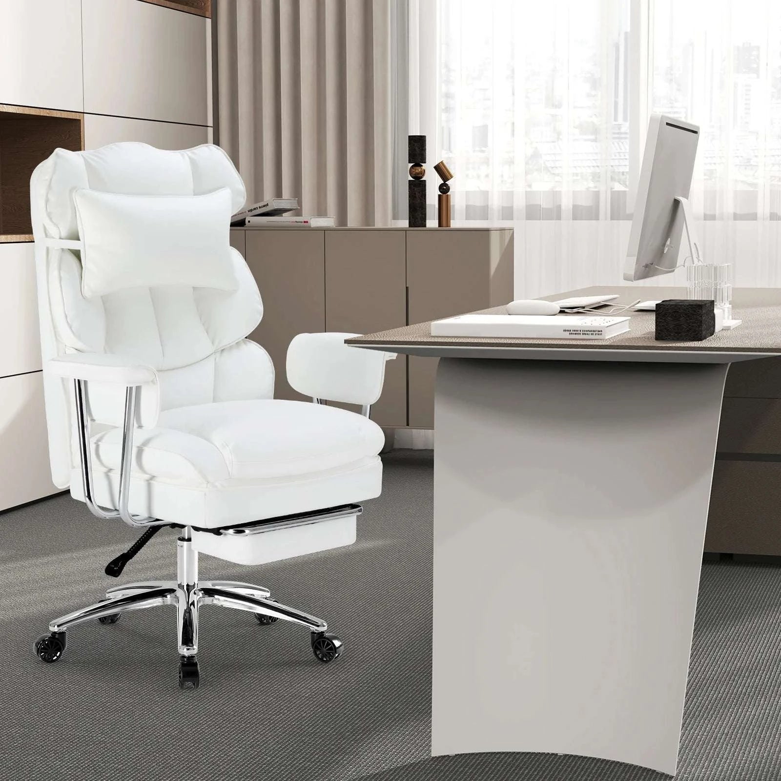 Ergonomic Office Chair with Footrest, Lumbar Support & Recline-Brown / United States