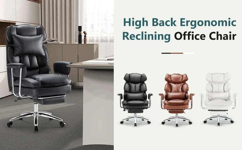 Ergonomic Office Chair with Footrest, Lumbar Support & Recline-Brown / United States