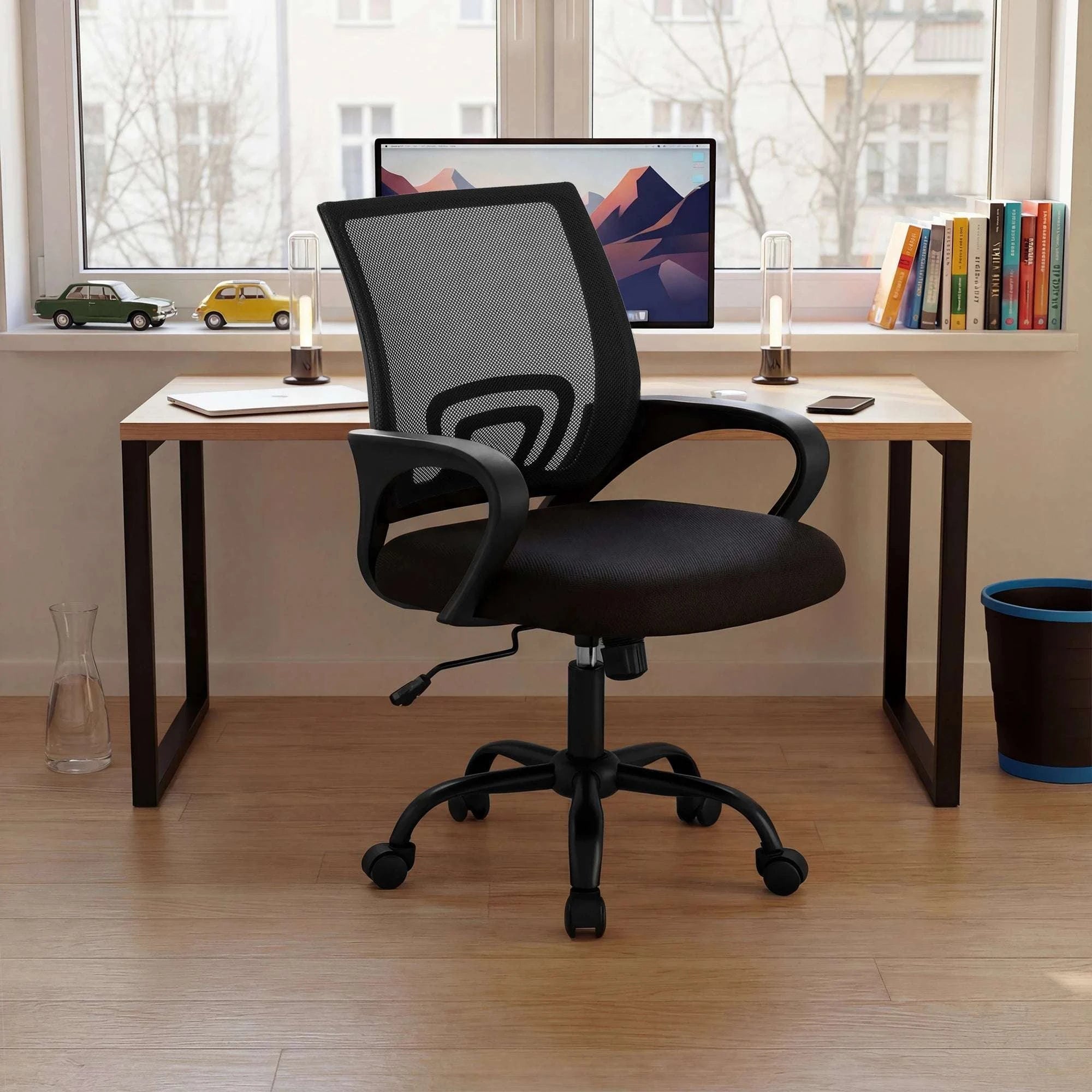 Ergonomic Office Chair with Lumbar Support, Mesh Back & Rocking Tilt-LIGHT GRAY / United States