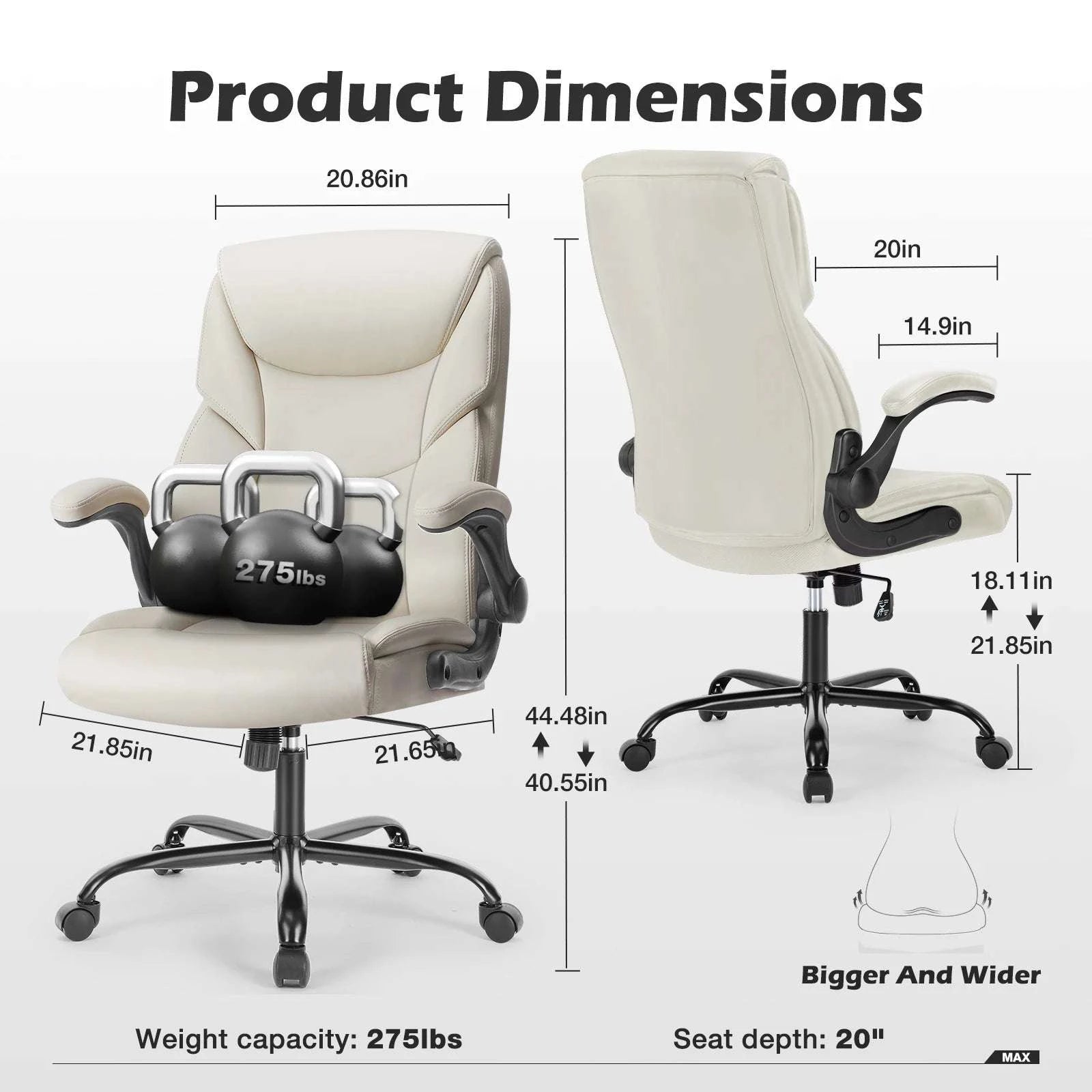 Ergonomic PU Leather Gaming Office Chair with Lumbar Support-Fixed handrails BN / United States