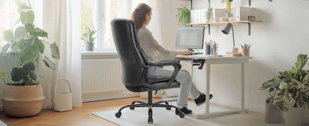 Ergonomic PU Leather Gaming Office Chair with Lumbar Support-Fixed handrails BN / United States
