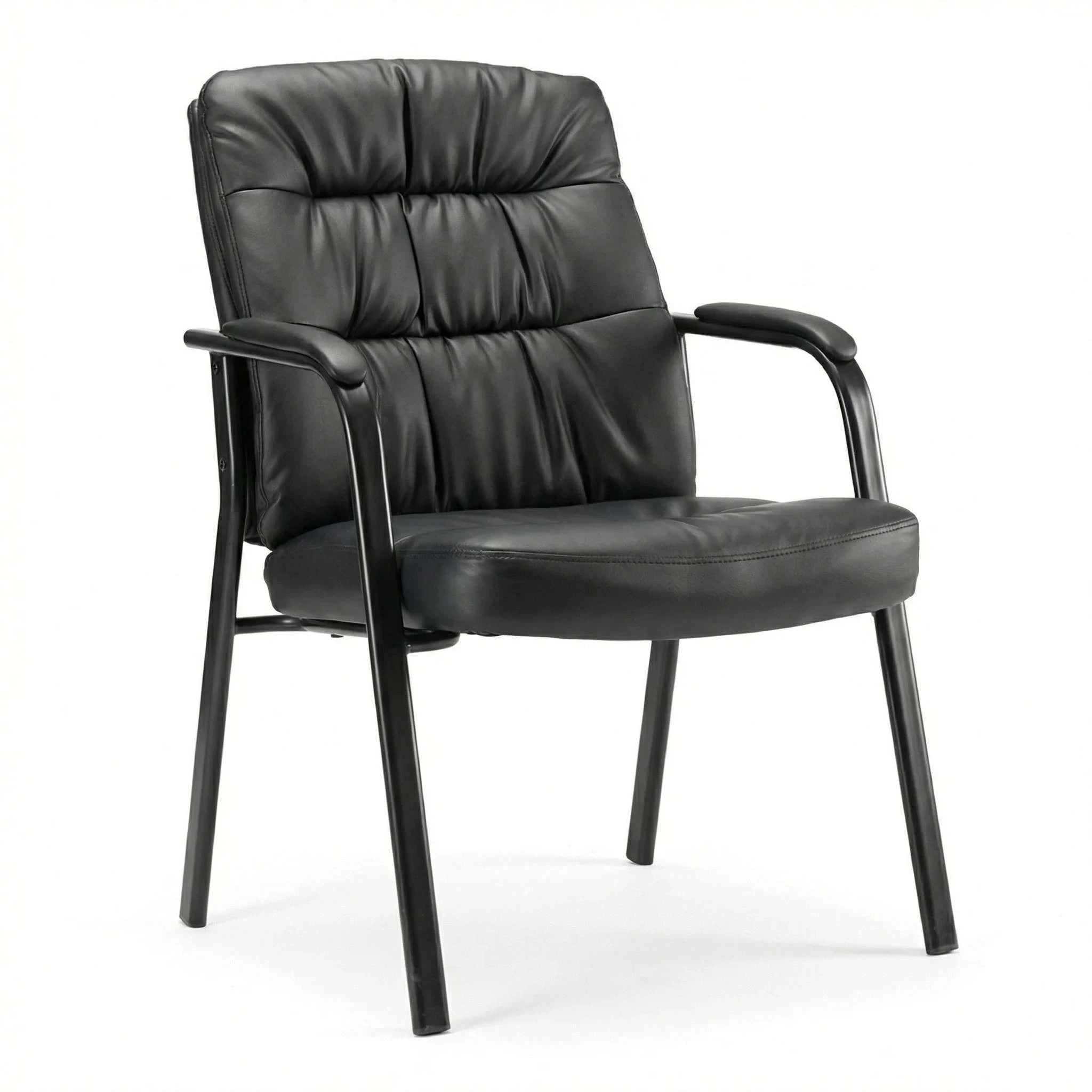 Ergonomic PU Leather Office Chair with Lumbar Support 500lb Capacity-black / United States