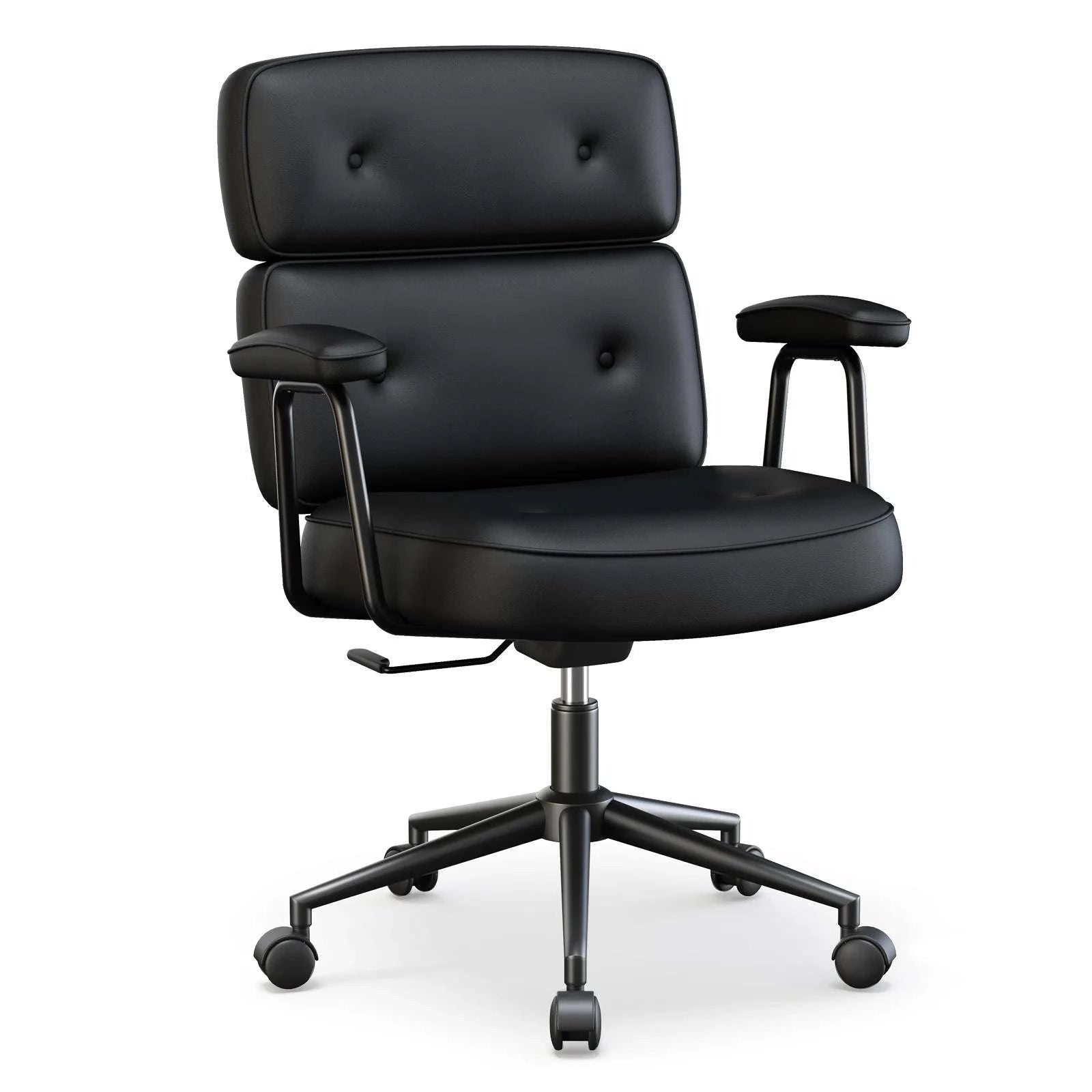 Ergonomic PU Leather Office Chair with Lumbar Support & Adjustable Height-Pink / United States
