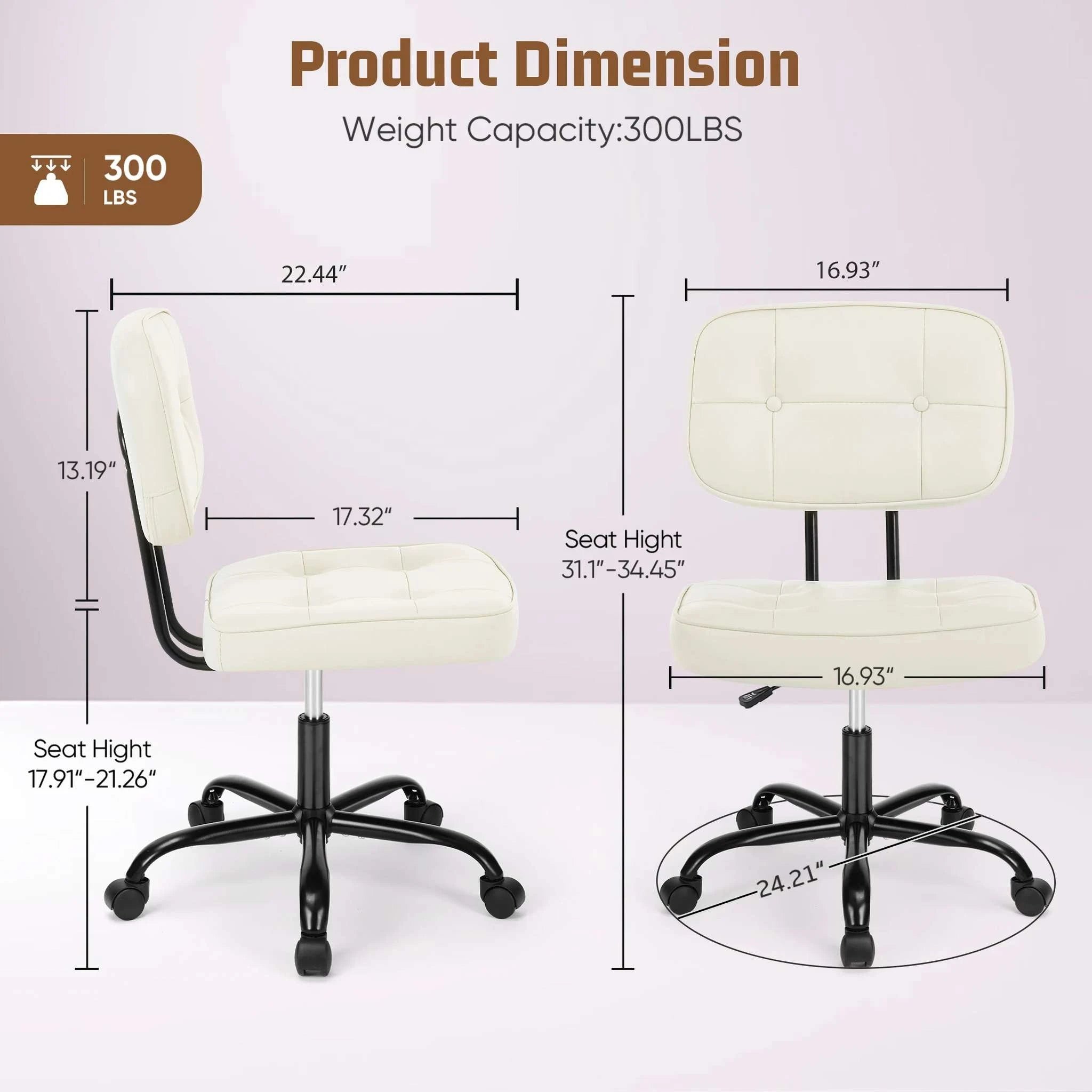 Ergonomic PU Leather Office Chair with Lumbar Support & Swivel-Pink / United States