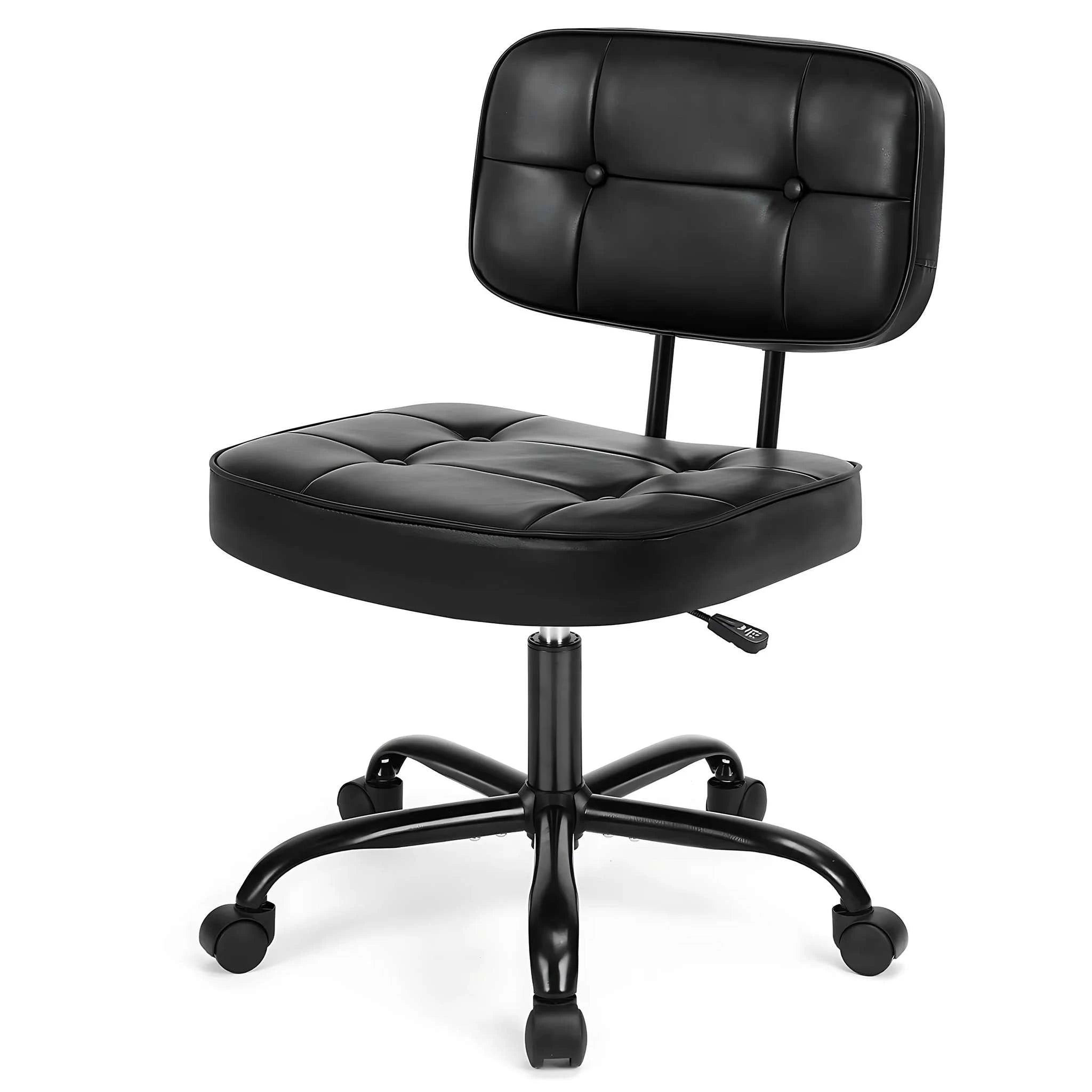 Ergonomic PU Leather Office Chair with Lumbar Support & Swivel-Pink / United States
