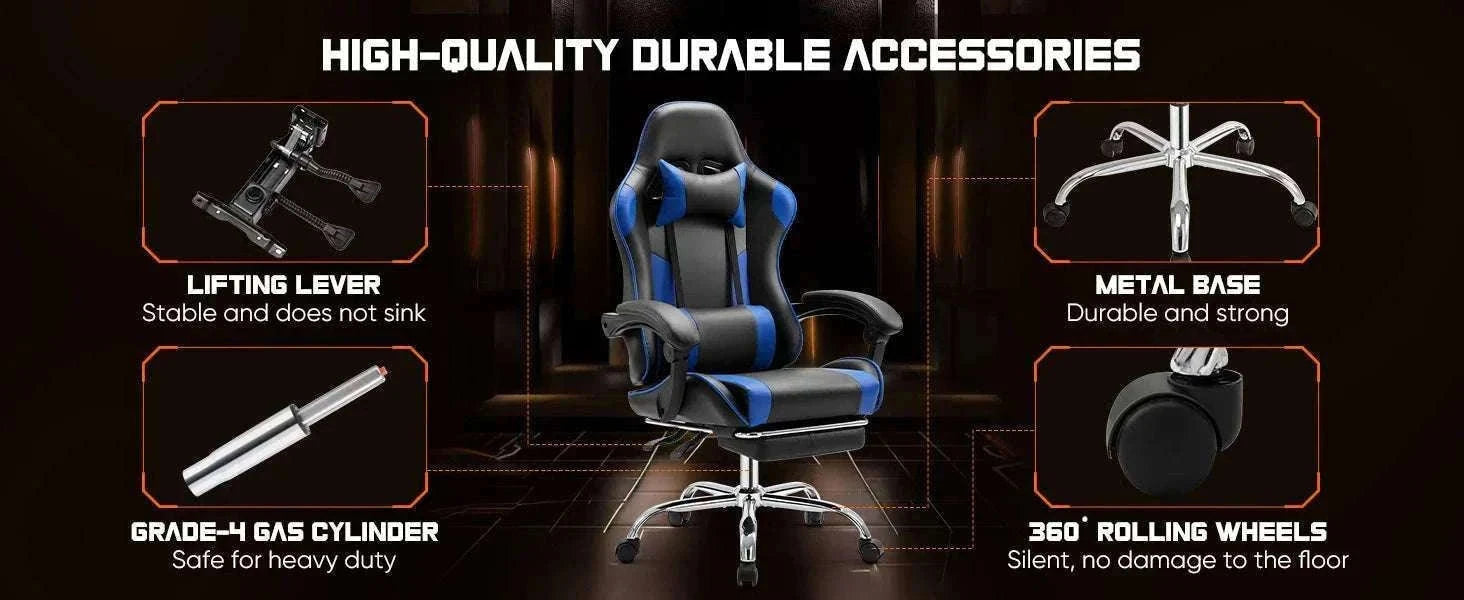 Ergonomic Racing Gaming Chair with Lumbar Support and Flip-Up Arms-Red / United States