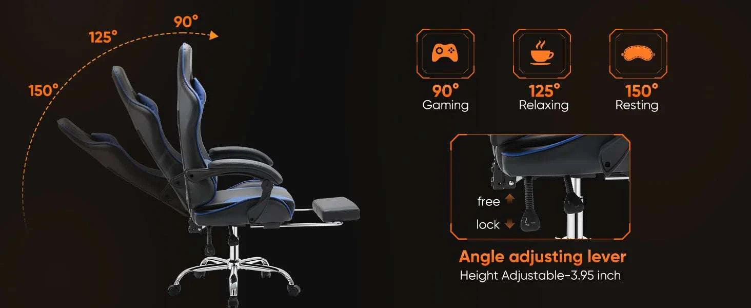 Ergonomic Racing Gaming Chair with Lumbar Support and Flip-Up Arms-Red / United States