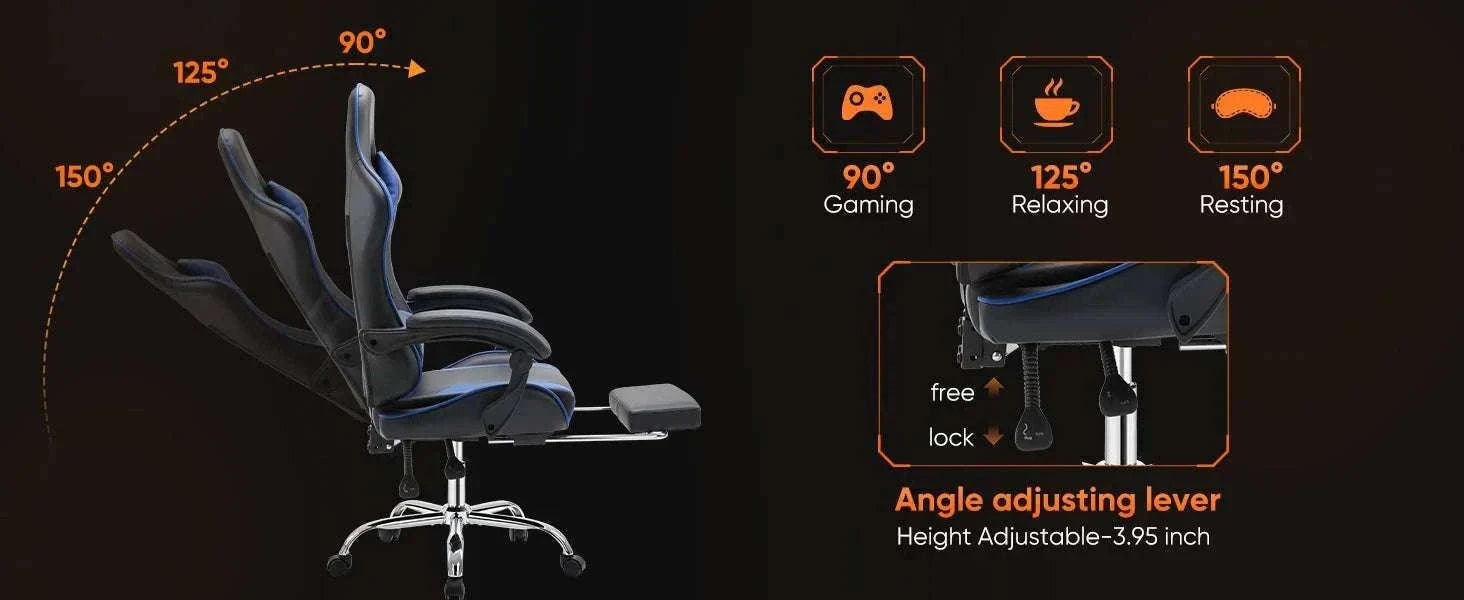 Ergonomic Racing Gaming Chair with Lumbar Support and Flip-Up Arms-Red / United States