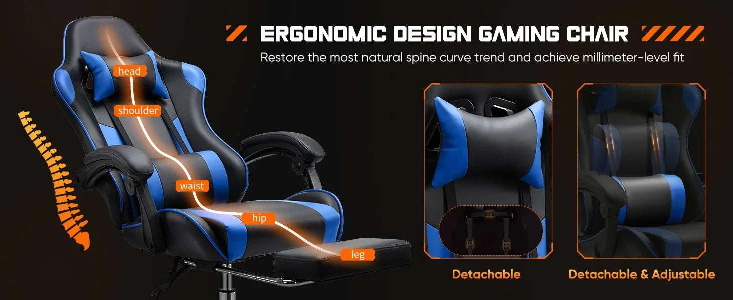 Ergonomic Racing Gaming Chair with Lumbar Support and Flip-Up Arms-Red / United States