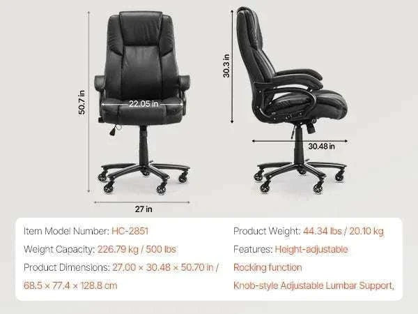 Ergonomic Reclining Office Chair with Footrest & 300lb Support-400lb Footrest Brown / United States