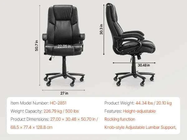 Ergonomic Reclining Office Chair with Footrest & 300lb Support-400lb Footrest Brown / United States