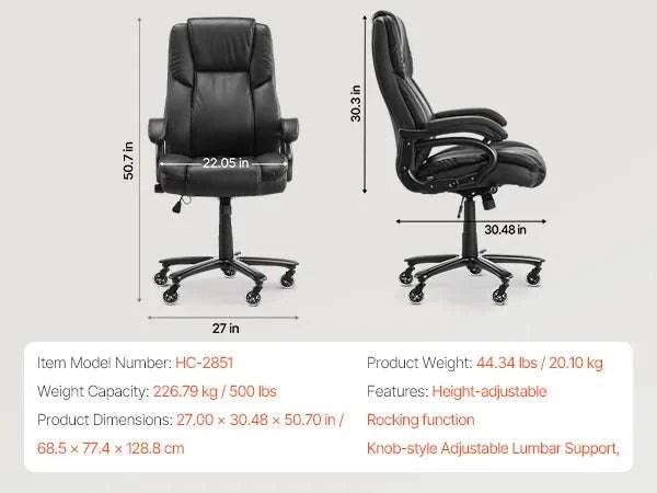Ergonomic Reclining Office Chair with Footrest & 300lb Support-400lb Footrest Brown / United States