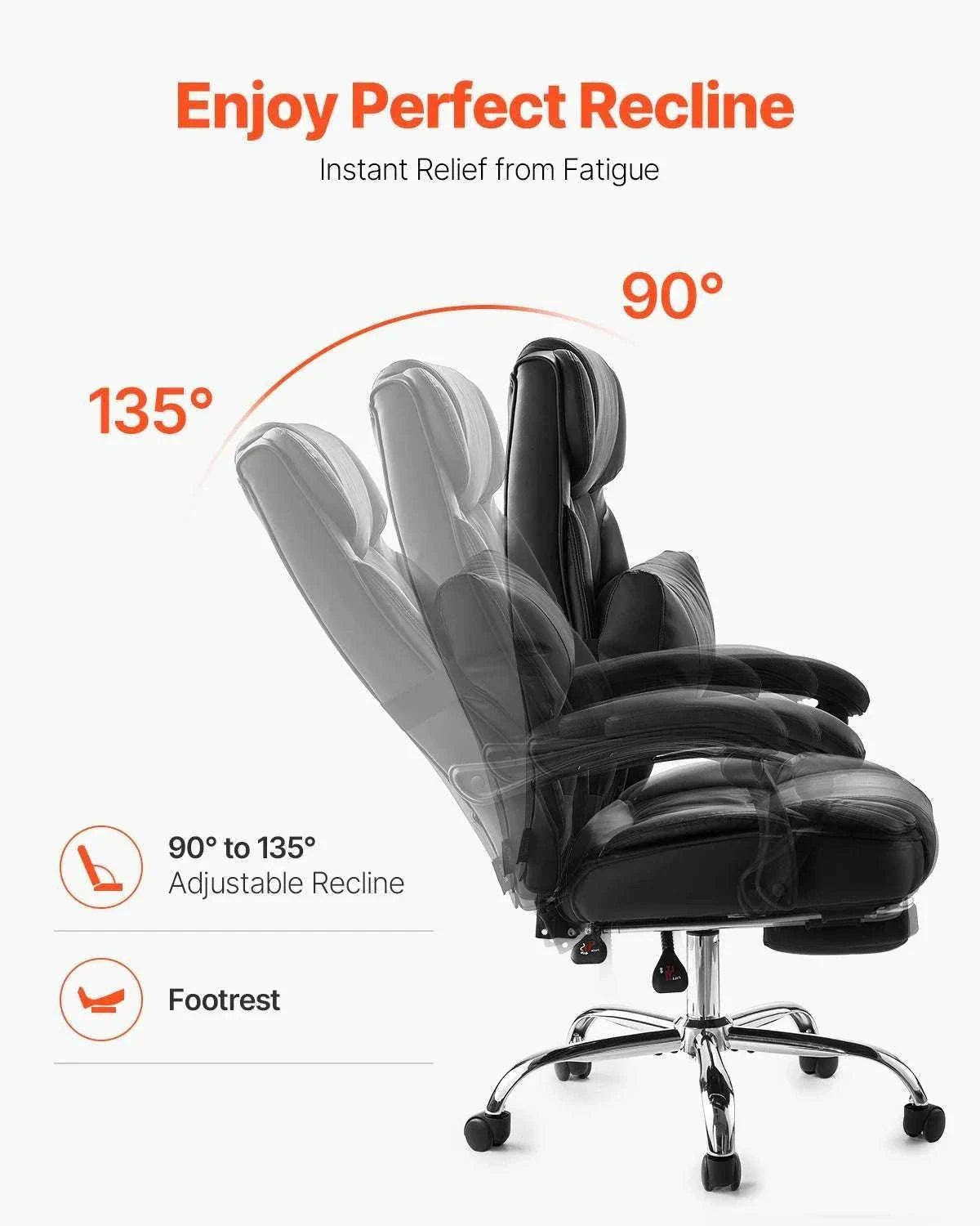 Ergonomic Reclining Office Chair with Footrest & 300lb Support-400lb Footrest Brown / United States