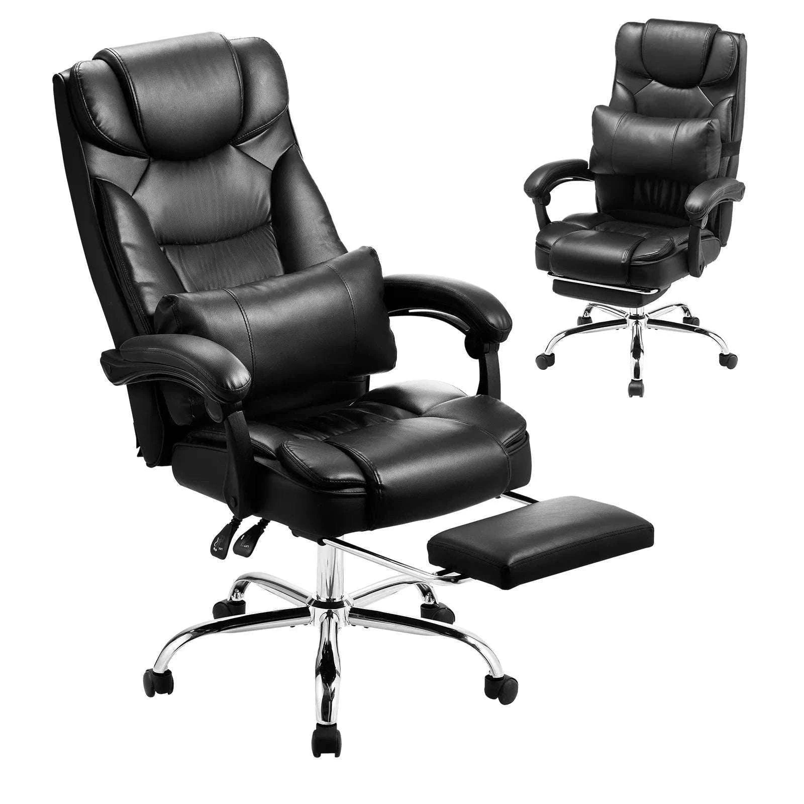 Ergonomic Reclining Office Chair with Footrest & 300lb Support-400lb Footrest Brown / United States