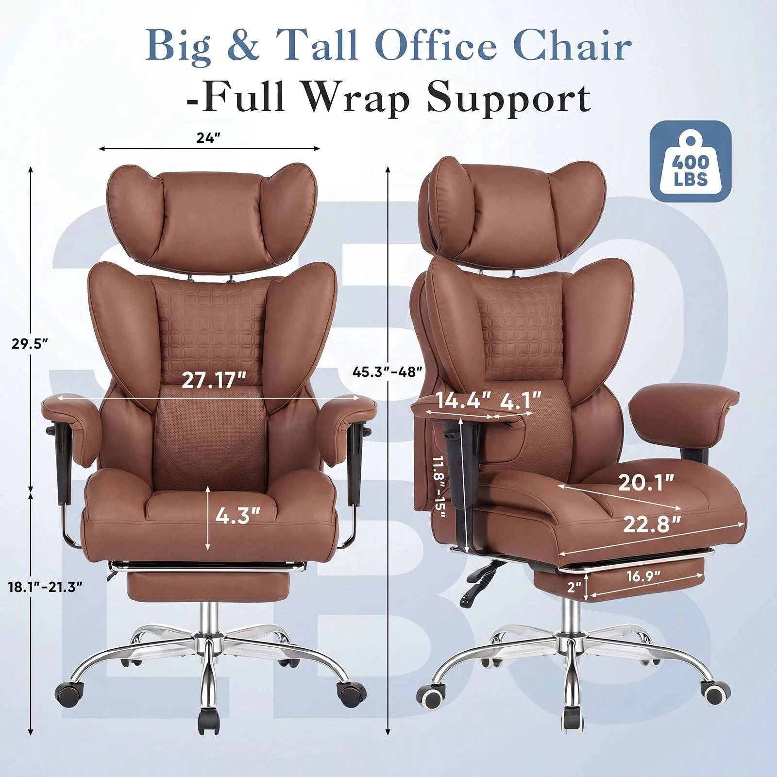 Ergonomic Reclining Office Chair with Footrest & Wide Seat Comfort-Beige / United States