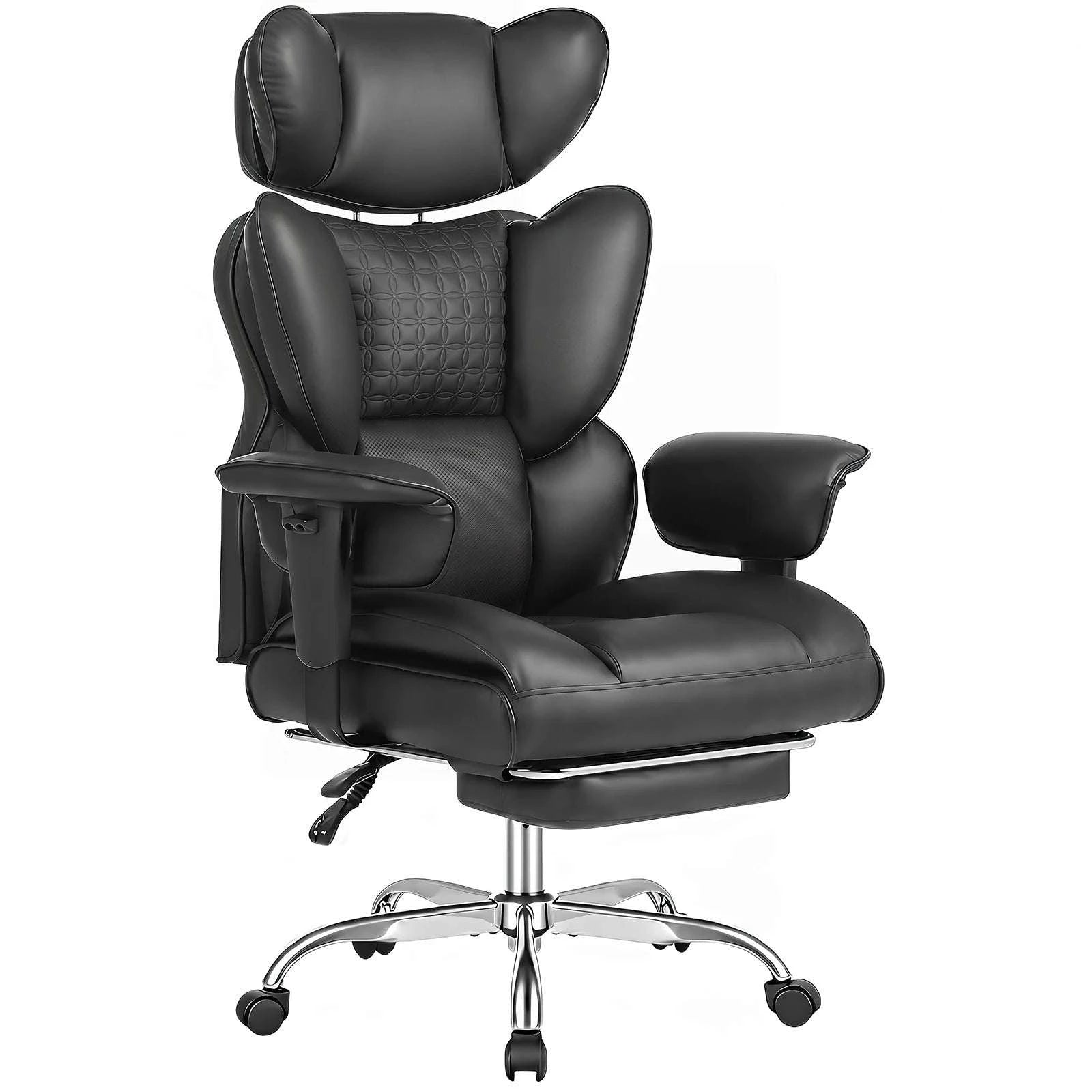 Ergonomic Reclining Office Chair with Footrest & Wide Seat Comfort-Beige / United States